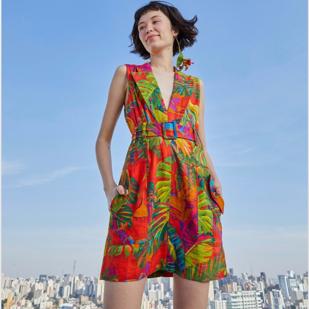 Red Urban Jungle Belted Mini Dress farm rio xs